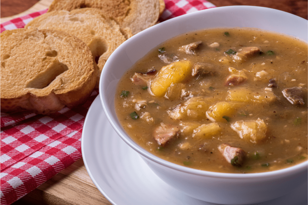caldo de batata com carne moída