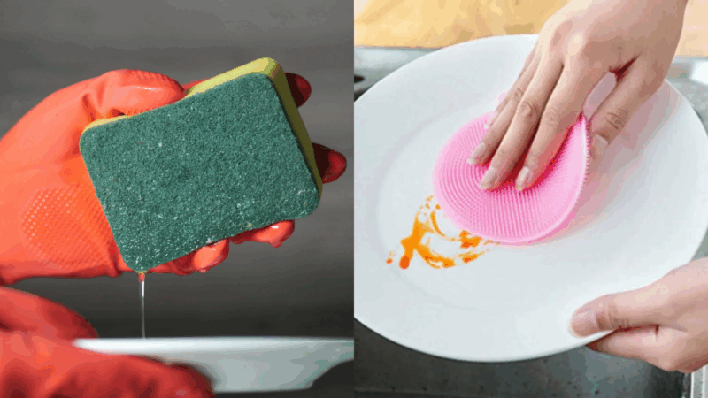 O que é melhor: esponja comum ou de silicone para lavar louça?