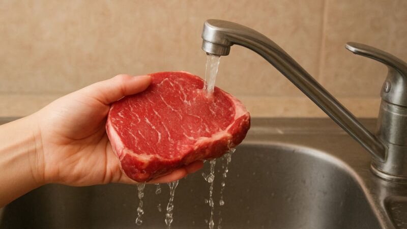 Por que você nunca deve lavar carne crua antes de cozinhar