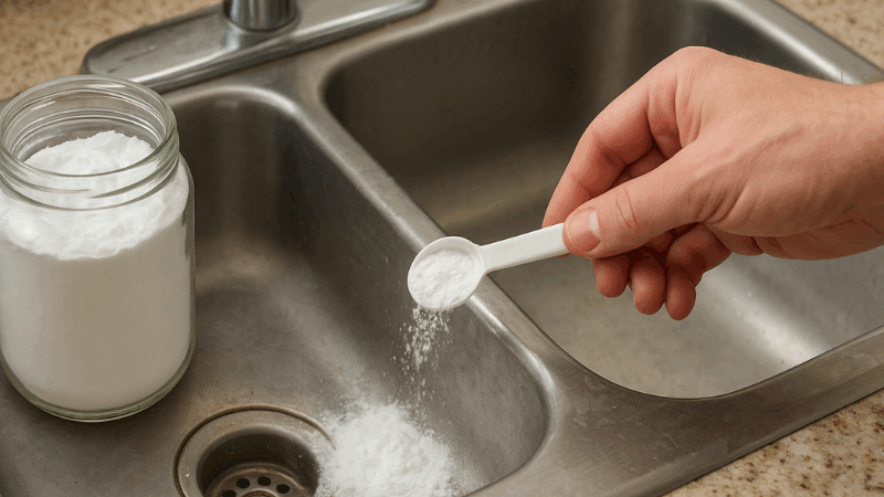 O que acontece se você usar bicarbonato na pia da cozinha