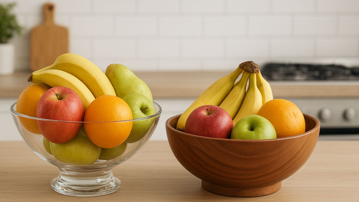 Fruteira de vidro ou de madeira: qual escolher?