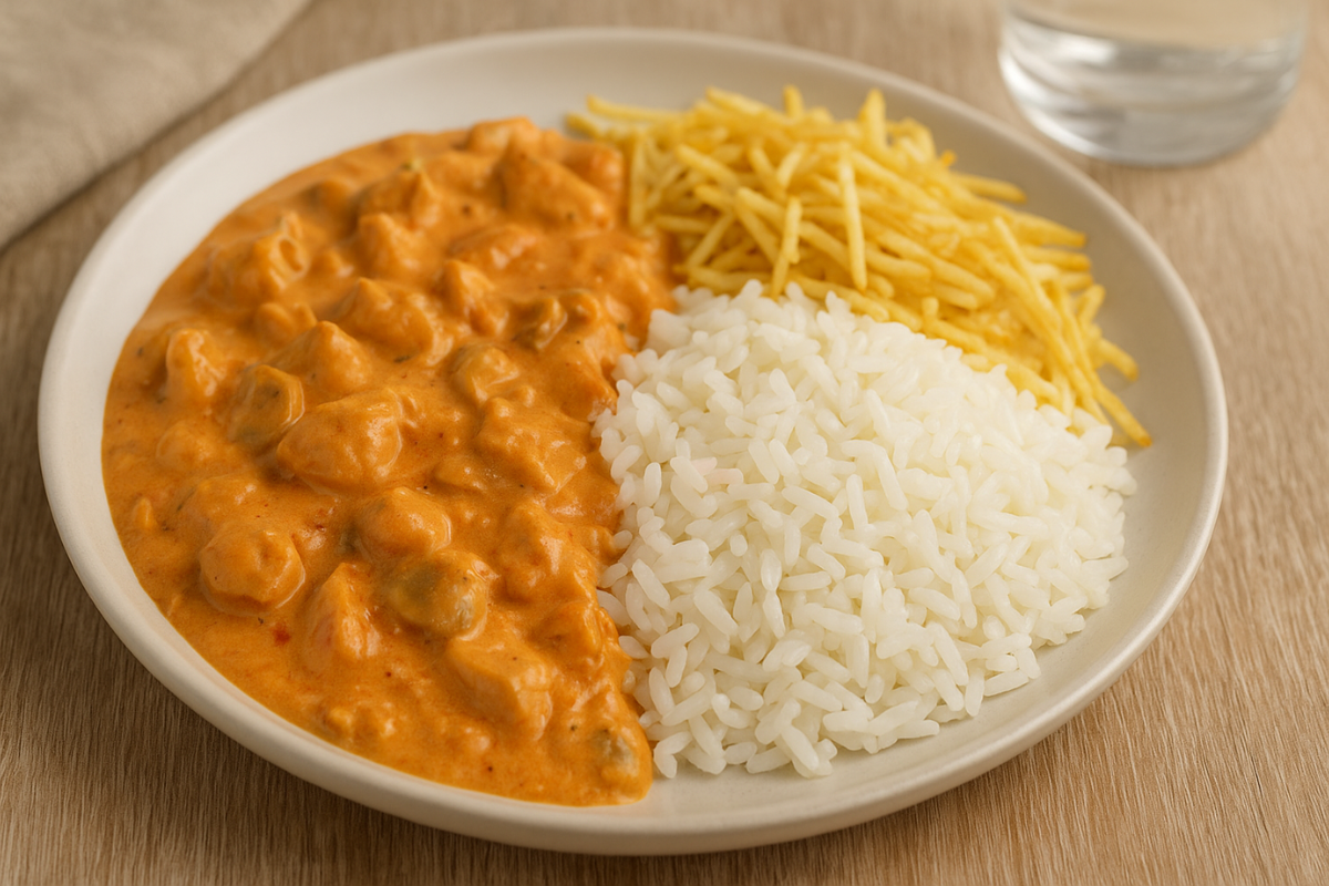 Receita de strogonoff de frango gastando só 30 reais