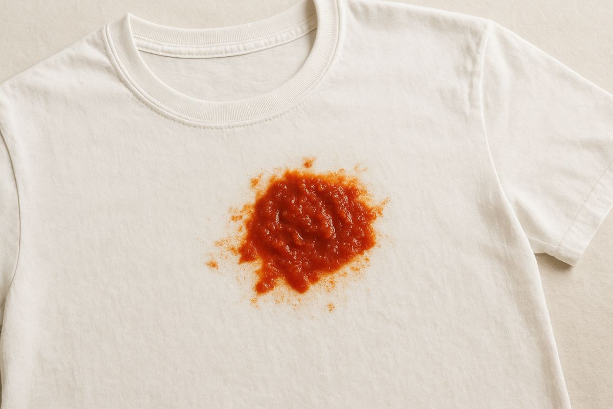 Como remover manchas de molho de tomate da roupa