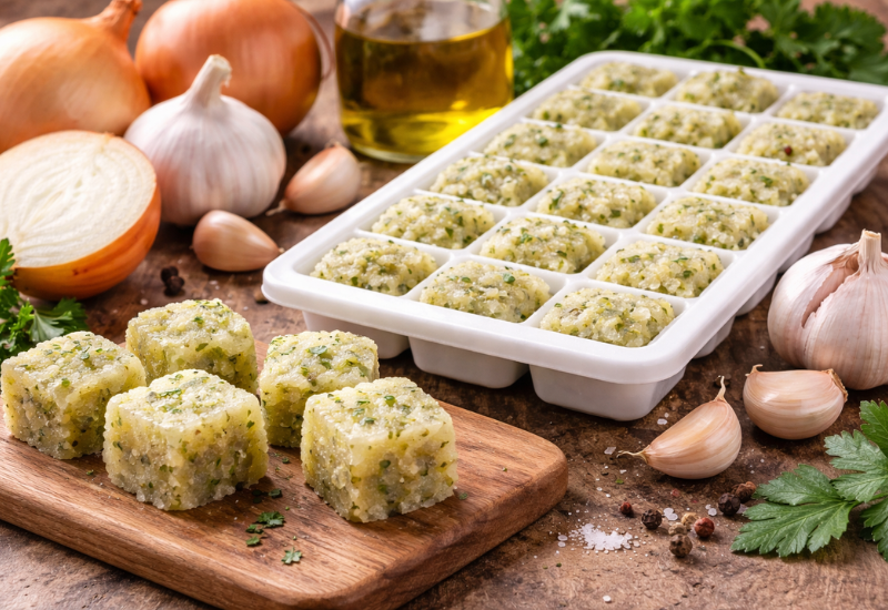 Como fazer tempero de cebola e alho congelado
