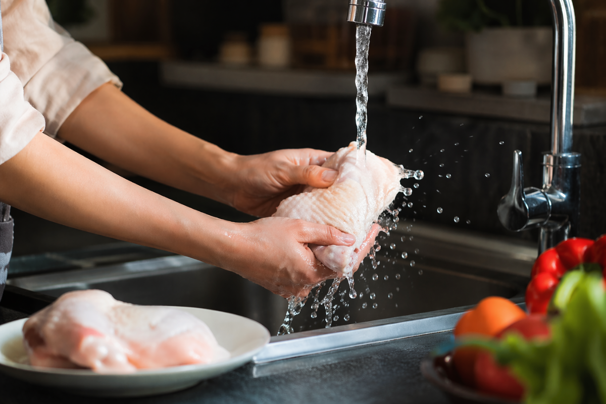 Por que você nunca deve lavar frango antes de cozinhar