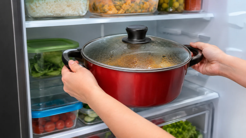 É seguro guardar panela com comida na geladeira?